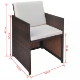 2 db barna polyrattan kerti szék hát- és ülőpárnával