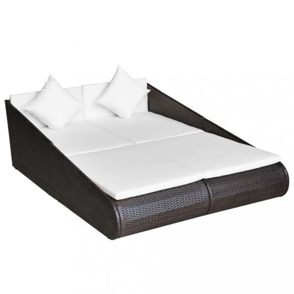 barna polyrattan kerti ágy 110 x 200 cm