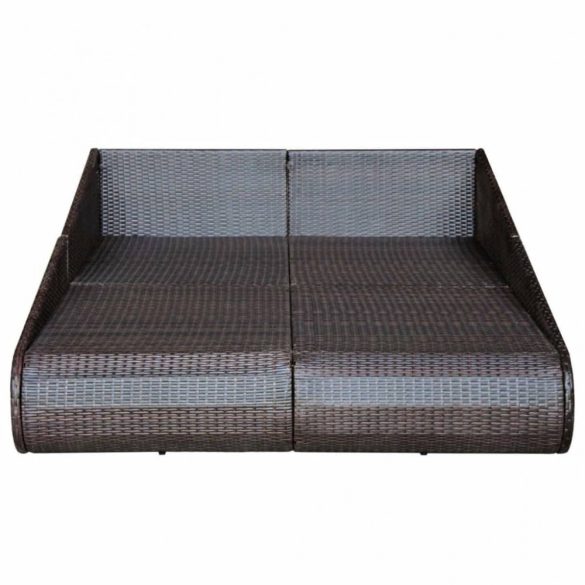barna polyrattan kerti ágy 110 x 200 cm