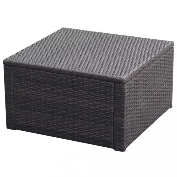 Barna polyrattan ottomán zsámoly 53x53x30 cm