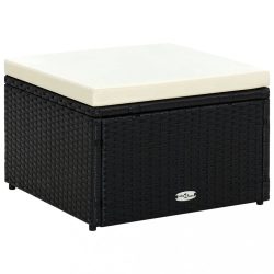 Fekete polyrattan ottomán zsámoly 53x53x30