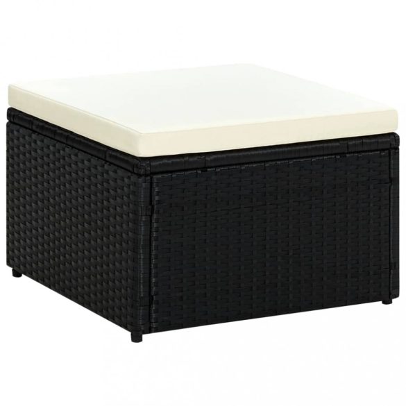 Fekete polyrattan ottomán zsámoly 53x53x30