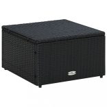 Fekete polyrattan ottomán zsámoly 53x53x30