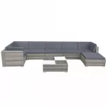 8-részes szürke polyrattan kerti bútorszett párnákkal
