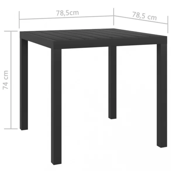 fekete alumínium és WPC kerti asztal 80 x 80 x 74 cm