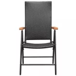 2 db fekete rakásolható polyrattan kerti szék