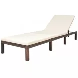 barna polyrattan napozóágy párnával