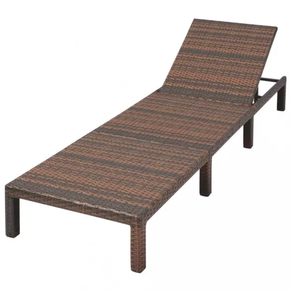 barna polyrattan napozóágy párnával