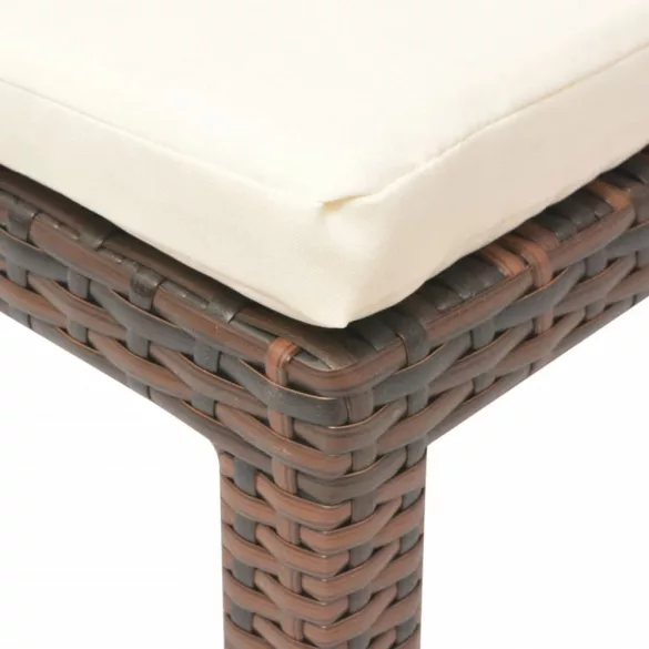 barna polyrattan napozóágy párnával