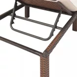 barna polyrattan napozóágy párnával