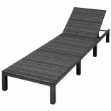 fekete polyrattan napozóágy párnával