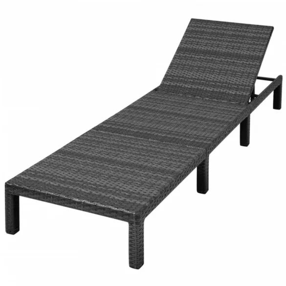 fekete polyrattan napozóágy párnával