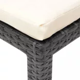 fekete polyrattan napozóágy párnával