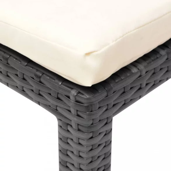 fekete polyrattan napozóágy párnával