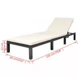 fekete polyrattan napozóágy párnával