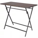 7-részes barna kerti polyrattan/acél összecsukható étkezőszett