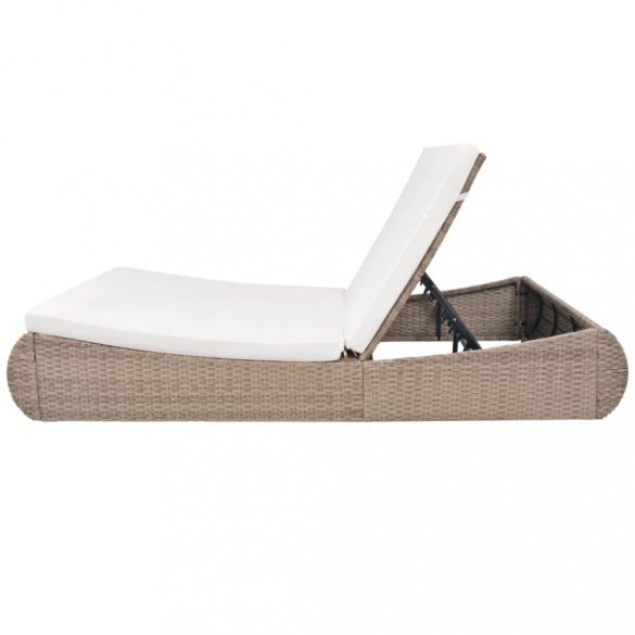 bézs polyrattan napozóágy