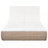 bézs polyrattan napozóágy