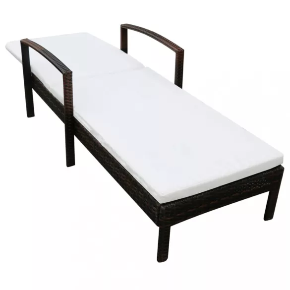 barna polyrattan napozóágy párnával