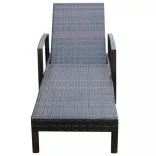 barna polyrattan napozóágy párnával