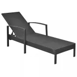 fekete polyrattan napozóágy párnával