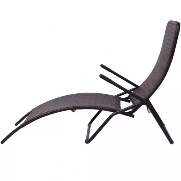 barna összecsukható polyrattan napozóágy