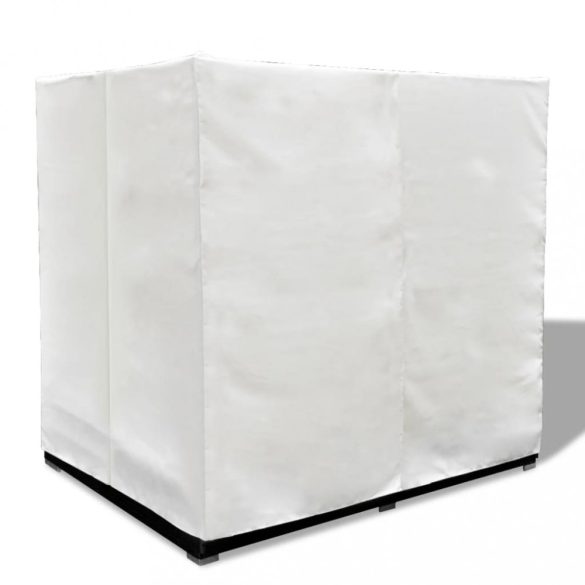 fekete polyrattan napozóágy függönyökkel