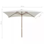 krémfehér napernyő fa rúddal 200 x 300 cm