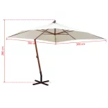 fehér függő napernyő fa rúddal 300 x 300 cm