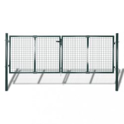 zöld acél kerítés kapu 306 x 150 cm