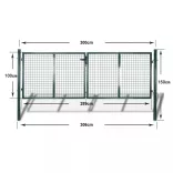 zöld acél kerítéskapu 300 x 100 cm