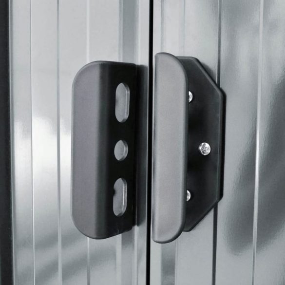 szürke fém kerti fészer