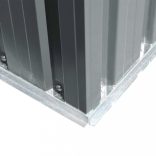 szürke fém kerti fészer