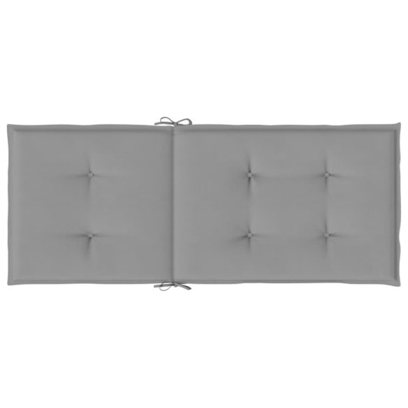 2 db szürke szövet kerti magas háttámlájú székpárna 120x50x3 cm