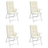 4 db krémszínű szövet magas háttámlájú székpárna 120x50x2 cm