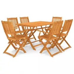   7-részes összecsukható kültéri tömör akácfa étkezőszett