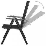 9-részes fekete összecsukható kültéri alumínium étkezőgarnitúra