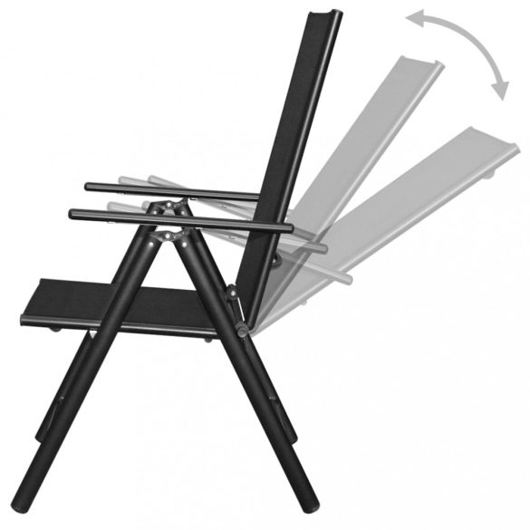 9-részes fekete összecsukható kültéri alumínium étkezőgarnitúra