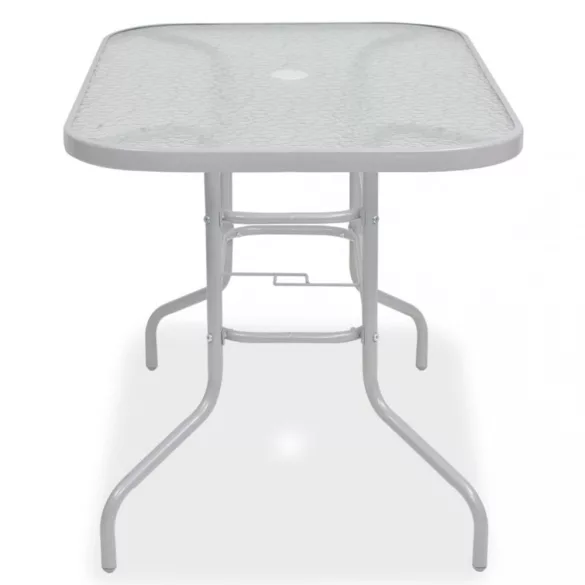 8-részes szürke kültéri acél és textilén étkezőgarnitúra