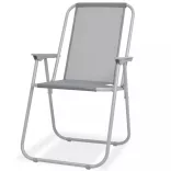 8-részes szürke kültéri acél és textilén étkezőgarnitúra