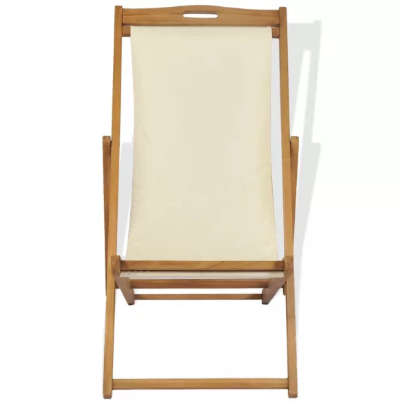 krémszínű tíkfa napozószék 56 x 105 x 96 cm