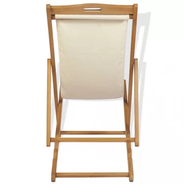 krémszínű tíkfa napozószék 56 x 105 x 96 cm