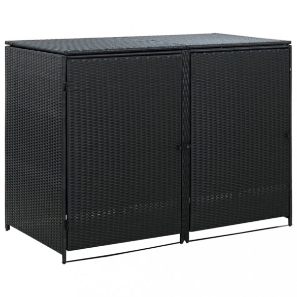 fekete rattan dupla tároló gurulós kukához 148 x 80 x 111 cm