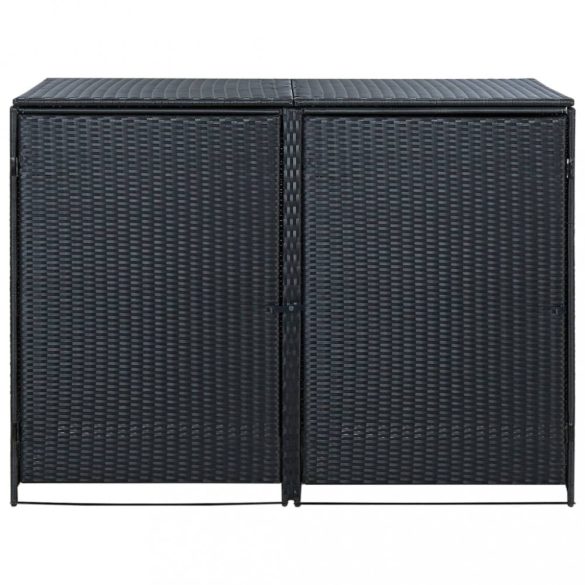 fekete rattan dupla tároló gurulós kukához 148 x 80 x 111 cm
