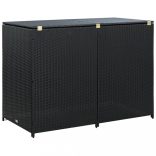 fekete rattan dupla tároló gurulós kukához 148 x 80 x 111 cm
