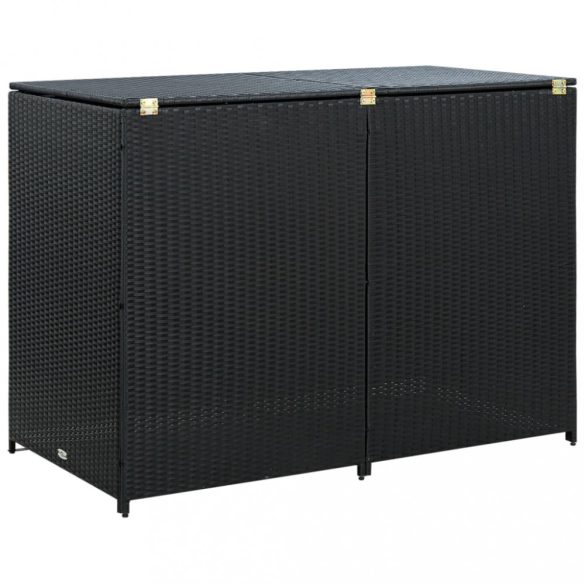 fekete rattan dupla tároló gurulós kukához 148 x 80 x 111 cm