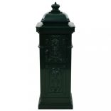 zöld, vintage, rozsdamentes alumínium álló postaláda