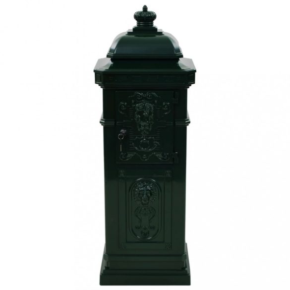 zöld, vintage, rozsdamentes alumínium álló postaláda