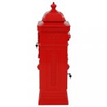 piros, vintage, rozsdamentes alumínium álló postaláda