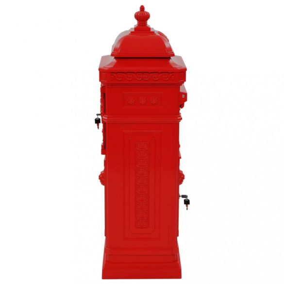 piros, vintage, rozsdamentes alumínium álló postaláda